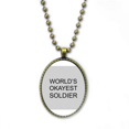 thumbnail image 1 of World's Okayest Soldier Best Quote Necklace Vintage Chain Bead Pendant Jewelry Collection, 1 of 3