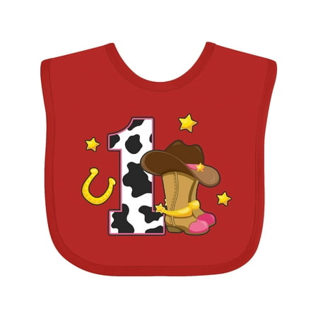 

Inktastic Cowgirl Birthday One Years Old with Cowgirl Boots Gift Baby Girl Bib