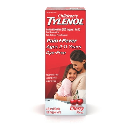 Children's Tylenol Pain + Fever Medicine, Dye-Free Cherry, 4 fl.