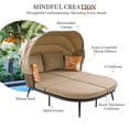 thumbnail image 3 of Outdoor Patio Daybed with Retractable Canopy, Sunbed Patio Bed Lounger, Rattan Wicker Back Patio Sectional Loveseat Sofa Set with Throw Pillows and Cushions for Backyard Poolside Garden, Brown, 3 of 11