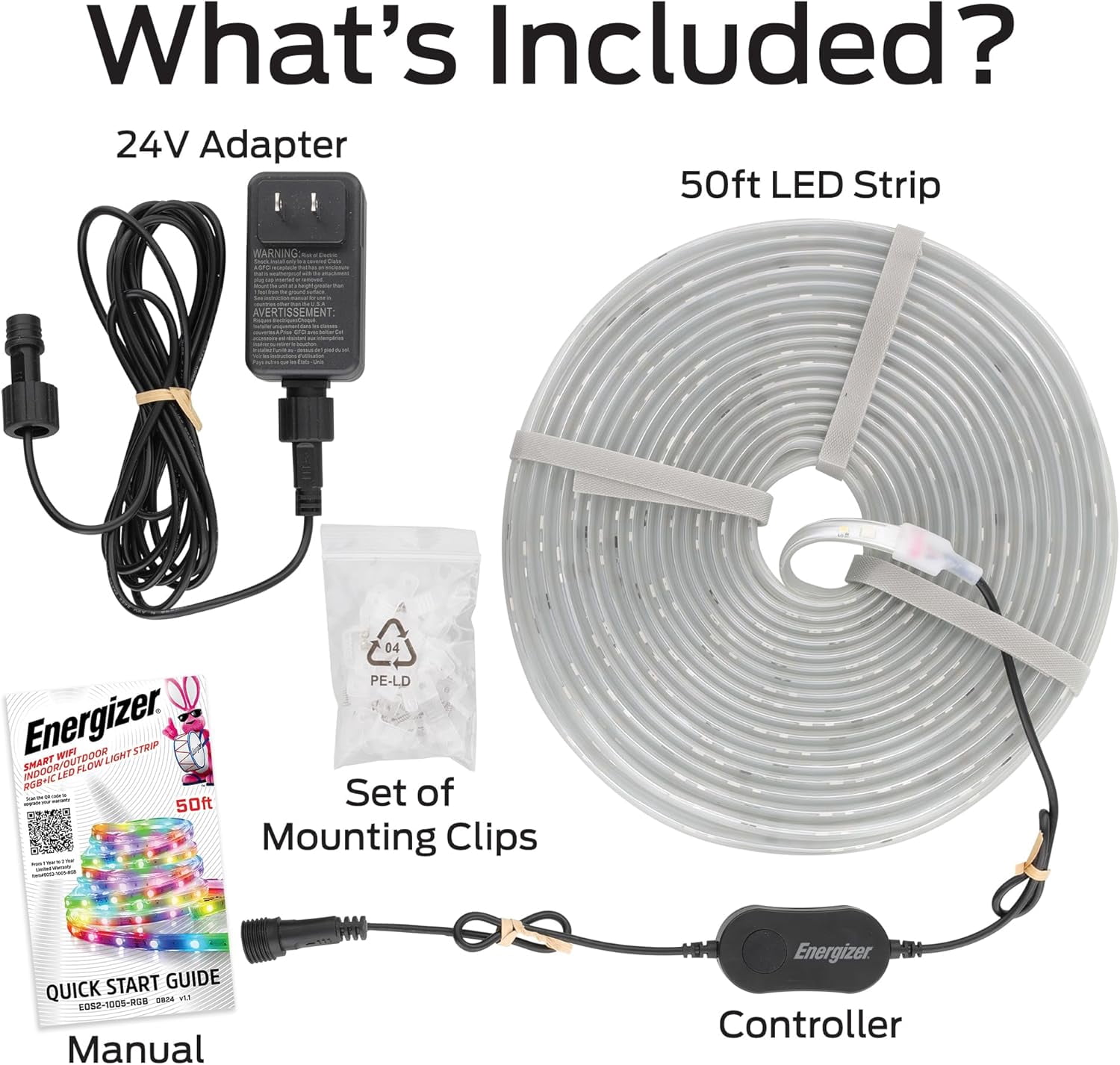 Energizer Smart LED Strip Lights, Waterproof & Sound Reactive Light Strips for Indoor/Outdoor, 50 ft