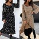 thumbnail image 2 of Mujeres Floral Boho Ruffle Midi Dress Ladies Holiday Party Casual Loose SundressKhakiM 8, 2 of 2