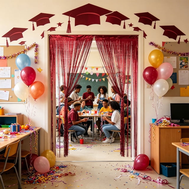Class Of 2026 Graduation Foil Fringe Curtains Party Streamer Supplies For Senior Grad Party Wall Door Decor For 2026 Graduation Decoration