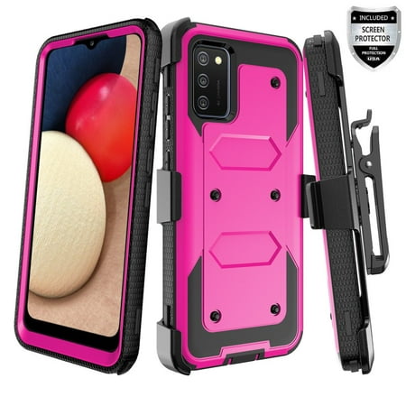Samsung Galaxy A52 5G & 4G Case, Built-in [Screen Protector] Heavy Duty Rugged Holster Armor Cover [Belt Clip][Kickstand] Hot Pink