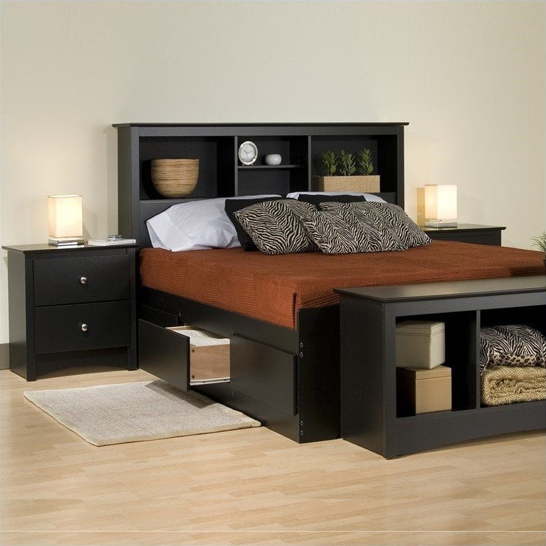 Prepac Sonoma Black King Platform Storage Bed 4 Piece Bedroom Set Walmart Com Walmart Com