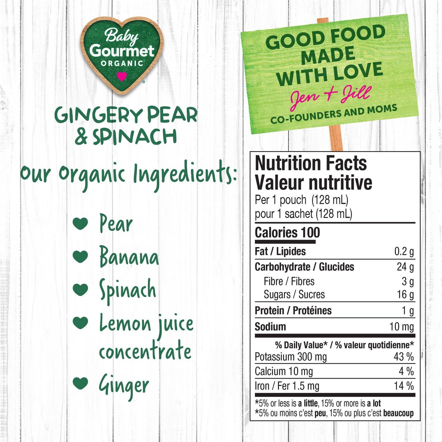 Baby Gourmet Organic Baby Food Puree Gingery Pear & Spinach