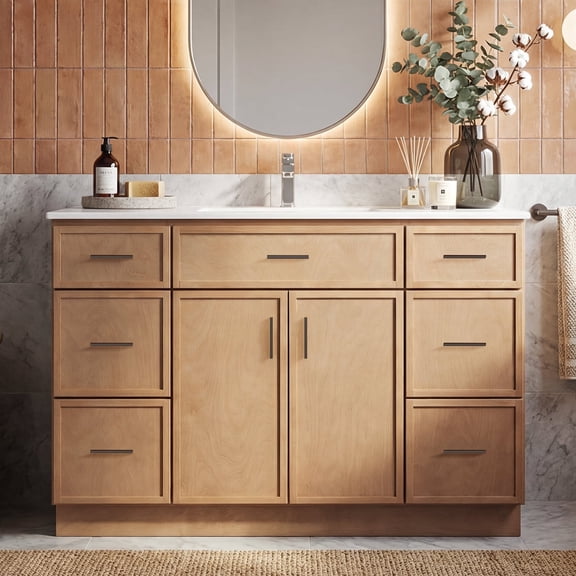 KZElegy 48" Vanity Cabinet with Sink Freestanding Bathroom Vanity with Storage,2 Soft-Closing Doors & 6 Drawer,Metal Handle,White
