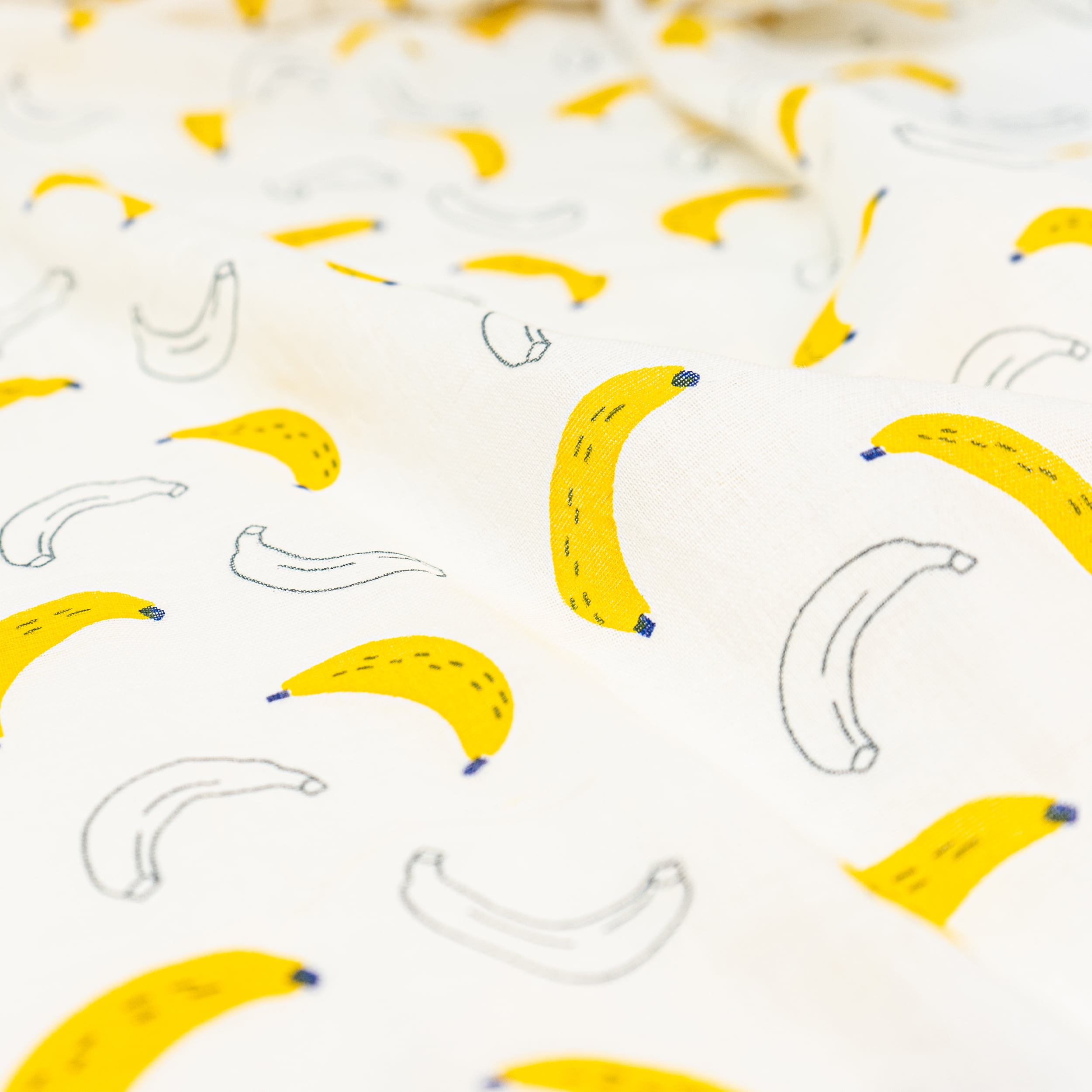 Roc-lon 100% Organic Cotton, 60"/61", Sewing Craft Fabric, Printed Muslin, Banana, Cut by Yard