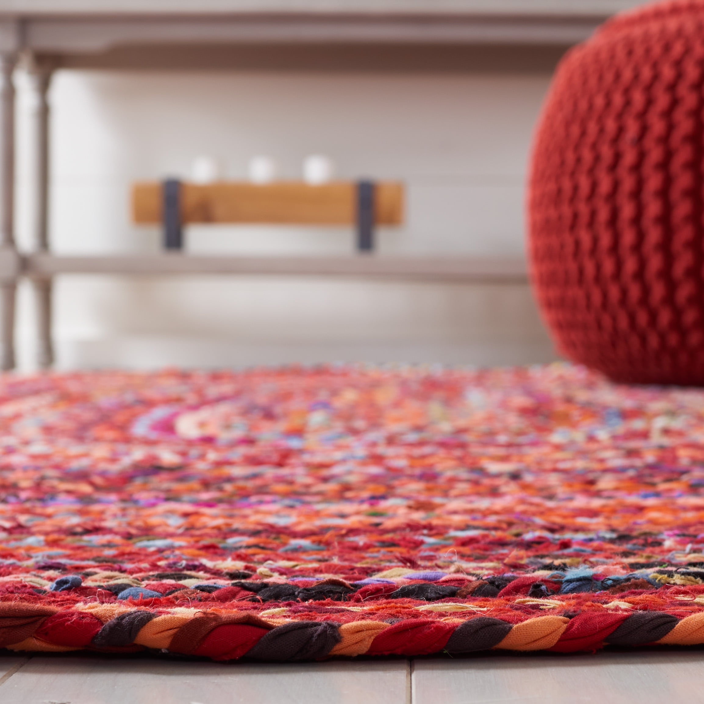 SAFAVIEH Braided Calvin Transitional Cotton Reversible Area Rug, Rust/Multi, 6' x 9' Oval