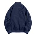 thumbnail image 3 of Cmfcve Men's Fall Solid Jacket Long Sleeve Zip up Bomber Jacket Loose Fit Casual No Hood Outerwear Jackets, 3 of 8