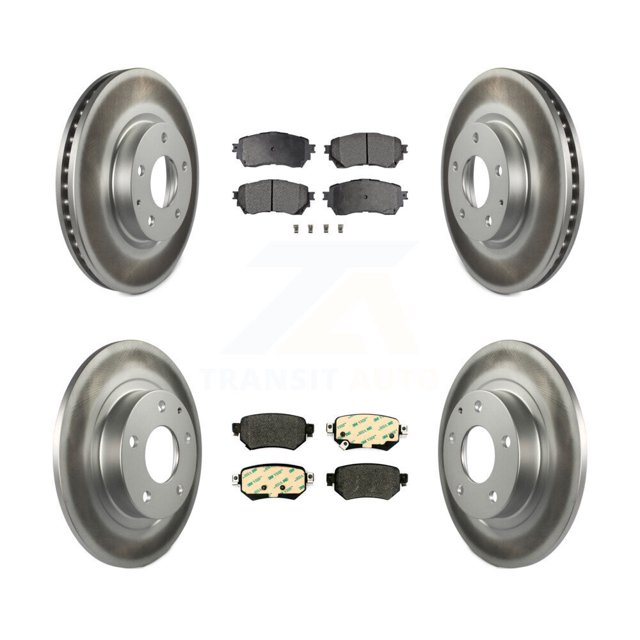 Transit Auto Front Rear Coated Disc Brake Rotors and Semi-Metallic Pads Kit for Car 2016-2018 Mazda 6 KGF-101854