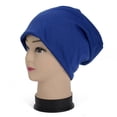 thumbnail image 1 of Bonnet en Coton Slouchy Hip-Hop Doux Léger Bonnet de Course Bonnet Nain Adulte Bonnet de Chimiothérapie pour Hommes Femmes Bonnet de Sommeil Hip-Hop Extensible Bleu, 1 of 6