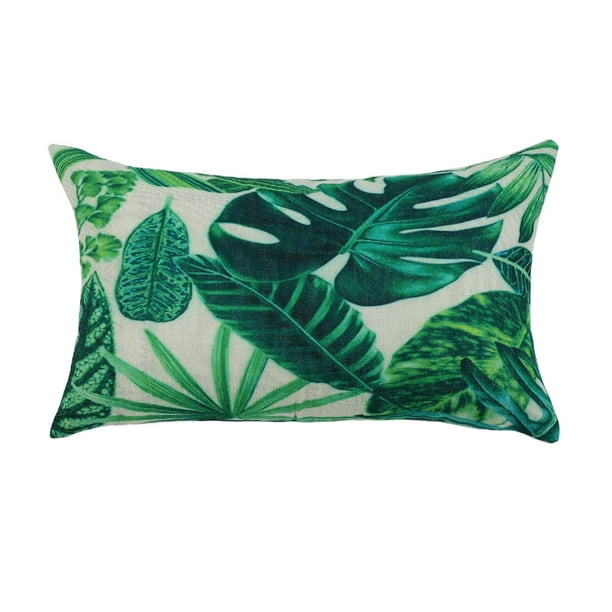 Green Leaves Throw Pillow Cover Pattern Cushion Cover Cotton Plant