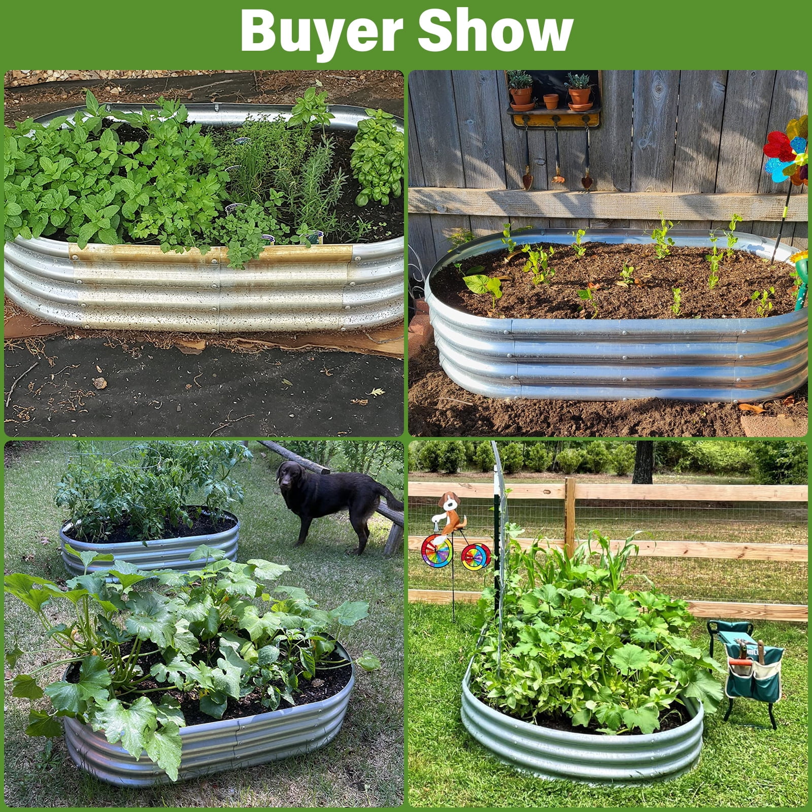 HGD Raised Garden Bed Kit Oval Galvanized Metal Outdoor Planter 4x2x1 ft