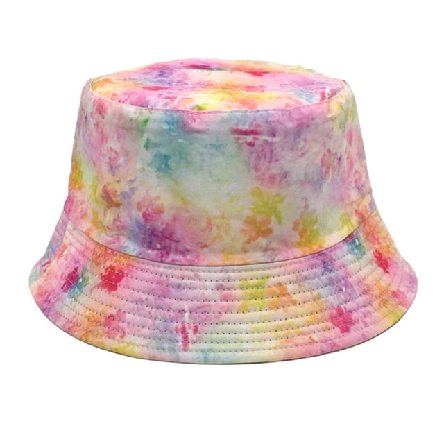 Women Summer Fashion Beach Print Adjustable Washable Cotton Bucket Hat Sun Hat Outdoors Fish Hat