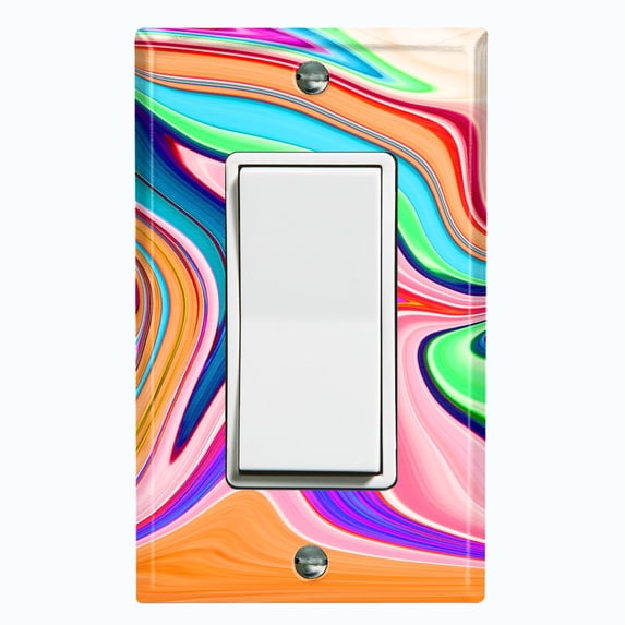 Metal Light Switch Plate Cover Liquid Candy Colorful Swirl CDY002