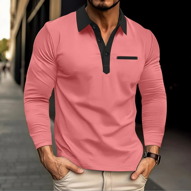 pstuiky Camisas casuales de manga larga para hombre, Camisa deportiva de manga larga con cuello vuelto y botones para hombre tops de invierno para hombre xxl