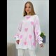 thumbnail image 4 of Suéter con Estampado de Corazón para Mujer, Sudadera de Punto de Larga con Gráfico de Amor, Camiseta Extragrande Rosa XL, 4 of 6
