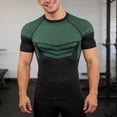 thumbnail image 2 of IWRICH Men's Compression Shirts Short Sleeve Workout Gym T-Shirt Running Tops Cool Dry Sports Base Layer Athletic Undershirts Green L, 2 of 4