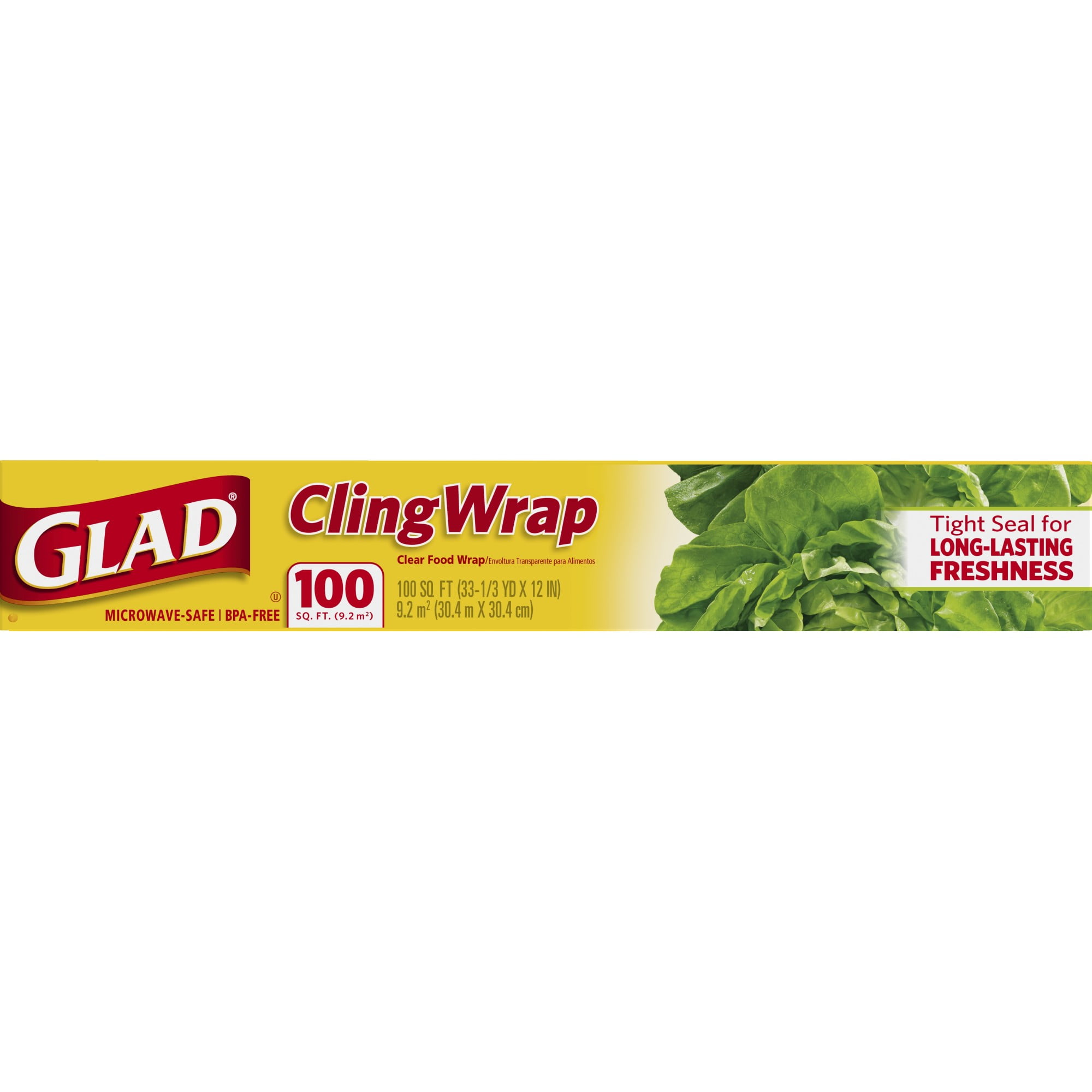Glad Cling Wrap - 98.43 ft (30000 mm) Length - Microwave Safe,  Plasticizer-free - Plastic, Polyethylene - Clear - CLO10637