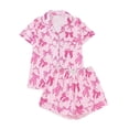 thumbnail image 2 of Emy Dola S-2XL Women Summer Pajamas Set Short Sleeve Button Down Loungewear Sets 2 Pieces Pjs Set Bowknot Valentine's Sleepwear, 2 of 9