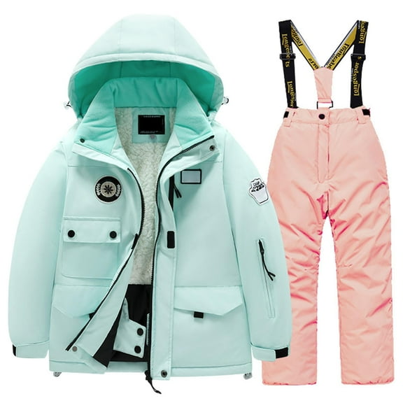 Girl Clothes Little Girls Bib Snow Pants and Ski Jacket Water-Resistant Snowsuit For Kids Winter Jacket For Girls,Baby Girl Outfits(Color:Hot Pink,Size:12-14 Years)