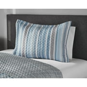 Mainstays Reversible Blue & Gray Vertical Stripe Quilt, King Sham (1-Piece)