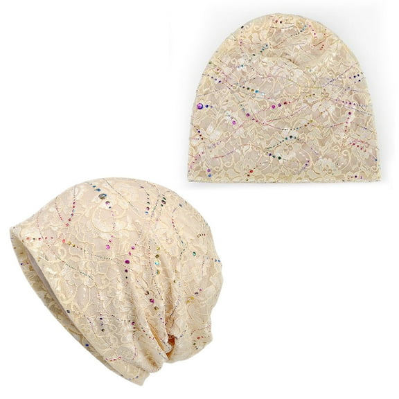 Raindrops Beige Cotton Lace Hat for Wearing Fashion Hollow Cap Hair Accessories Protect from Coldness Size One Size Fits All