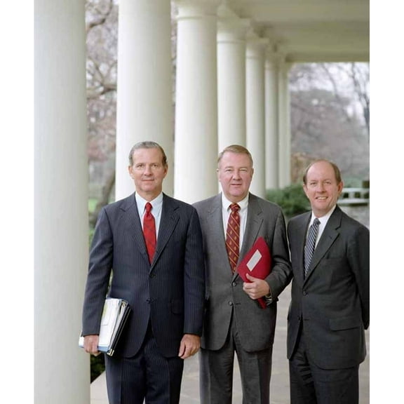 Ronald Reagan'S ' Troika'. L To R Chief Of Staff James Baker Counselor To The President Ed Meese Deputy Chief Of Staff