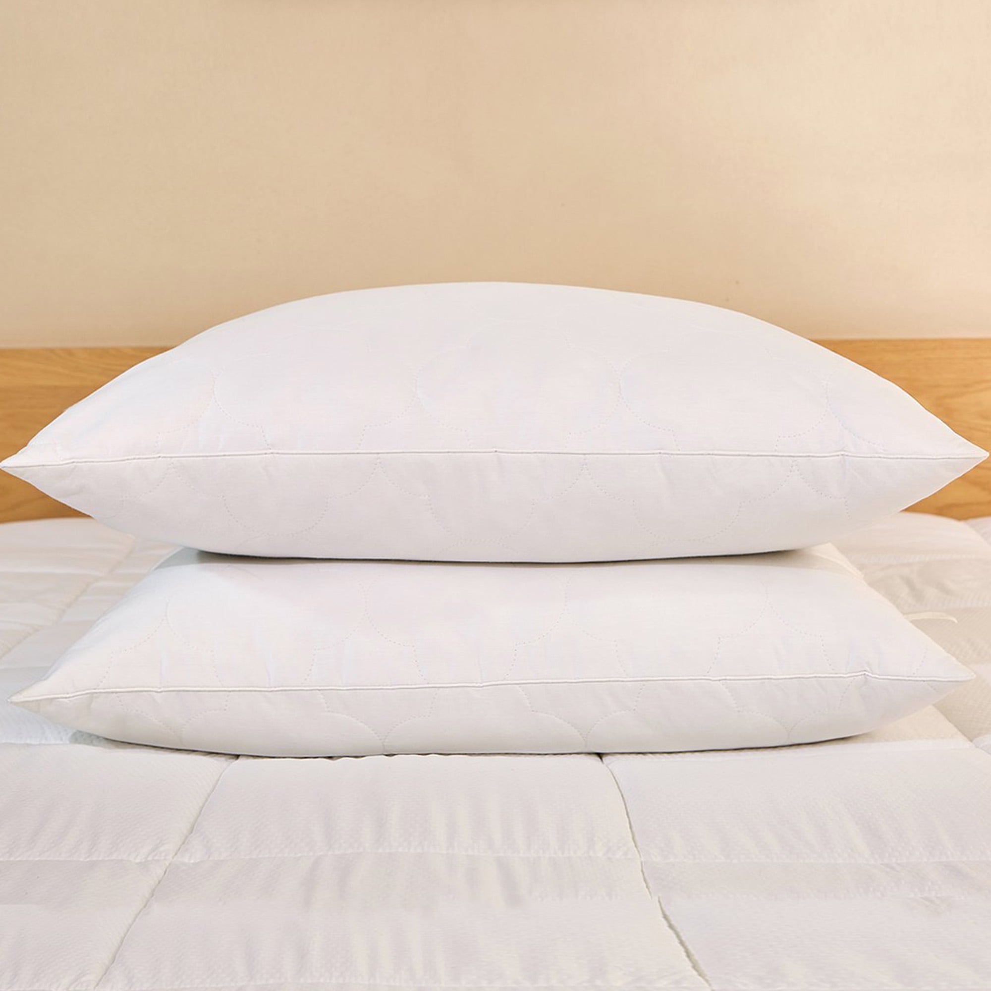Peace Nest White CottonShell Feather & Down Pillow, King Size Set of