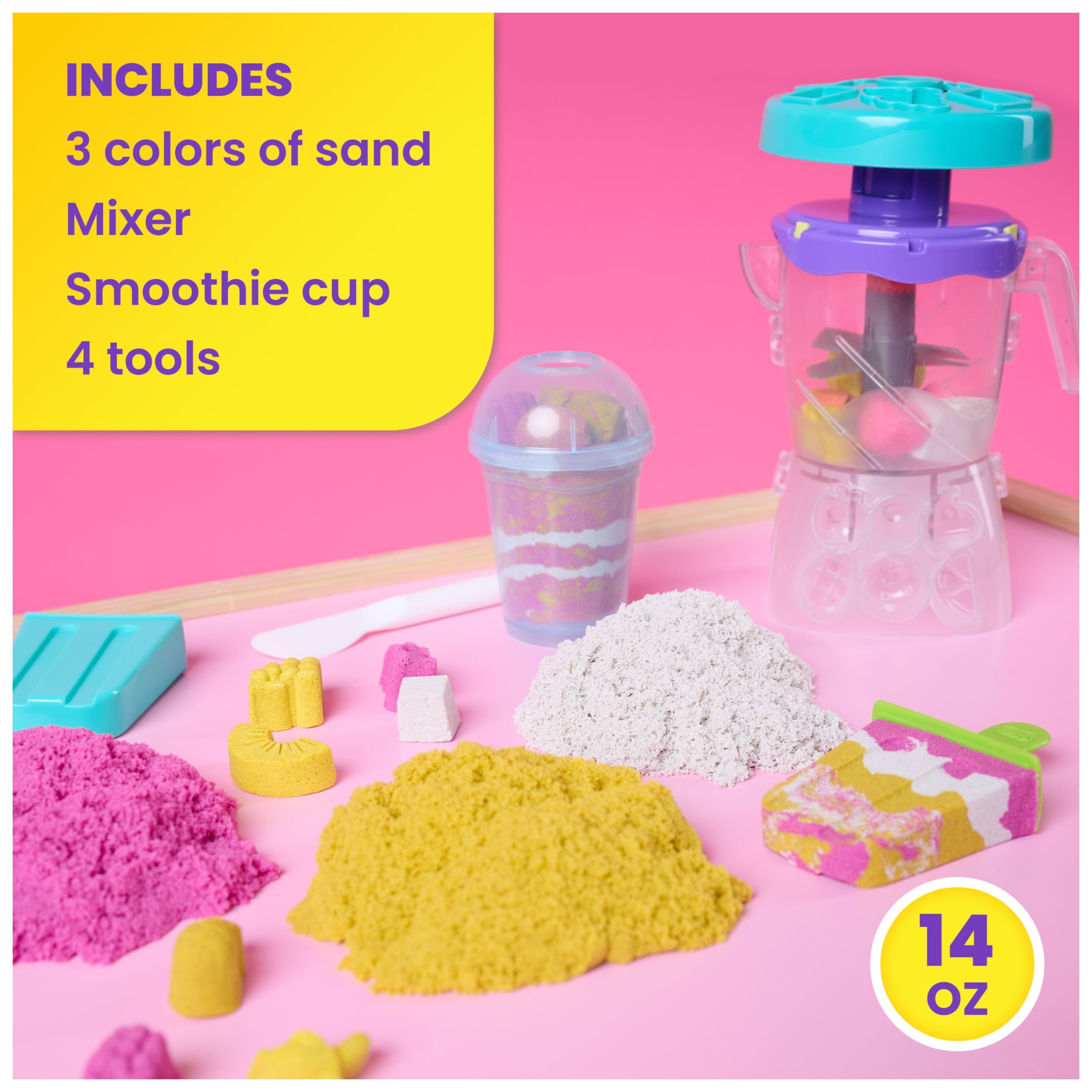 Kinetic Sand, Smoothie Mixer with 14 oz Play Sand & Tools, Play Food Toy for Ages 5 and up