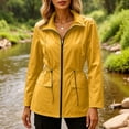thumbnail image 2 of Annhoo Windbreakers Jackets for Women Mock Collar Full Zip Cinched Drawstring Waist Cargo Pocket Hiking Coat, 2 of 6