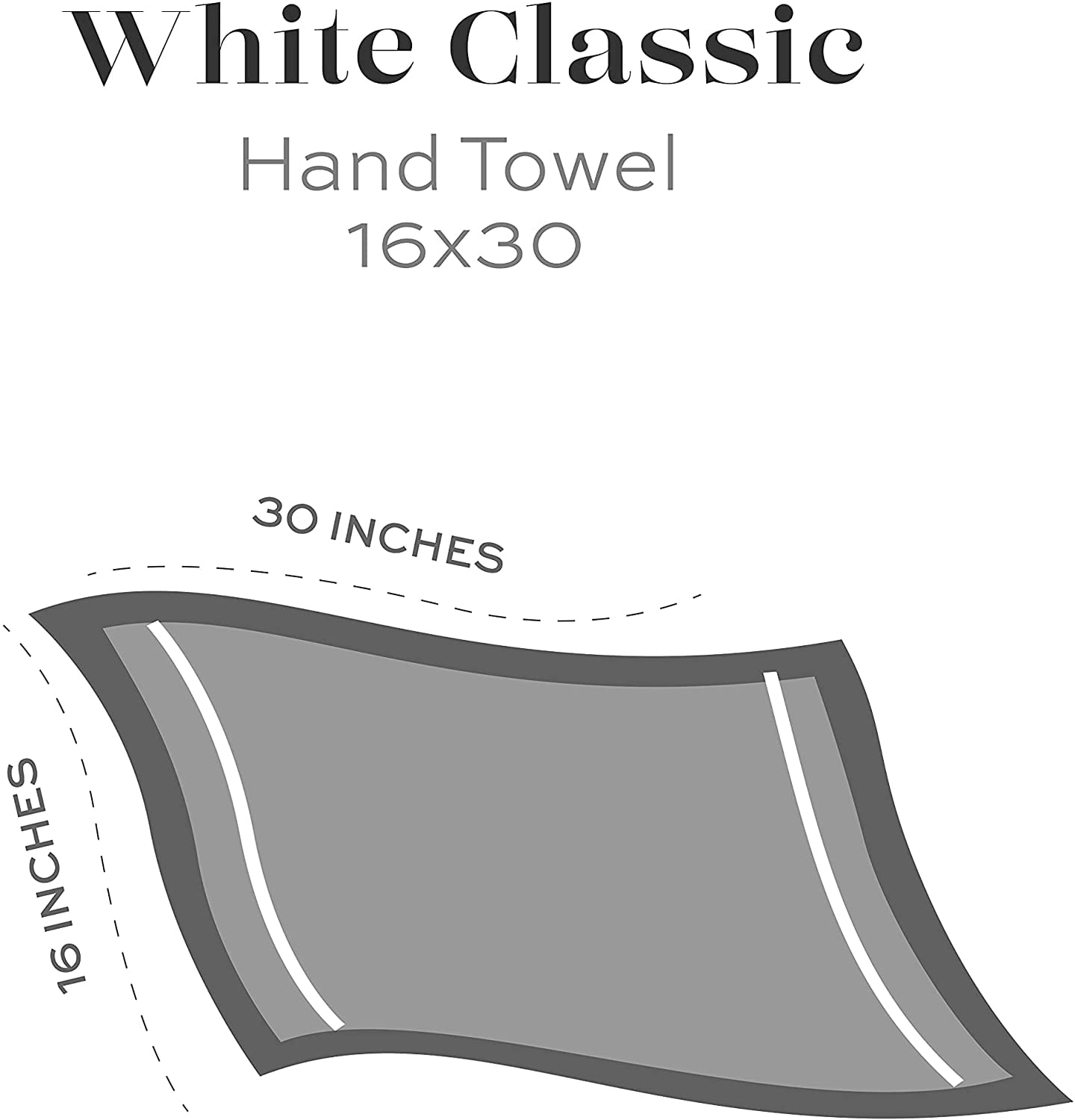 White Classic Hotel Collection Luxury Soft Cotton Hand Towels, Dark Gray, 16 x 30, 6 Pack
