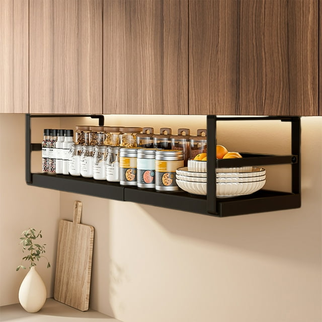 Under Shelf Storage Basket, Adjustable Cupboard Basket, Waterproof Material, Modern Design, For Kitchen Bathroom, Space-Saving Organizer, Large Capacity, Under Cabinet Organizer, Home Akmoler
