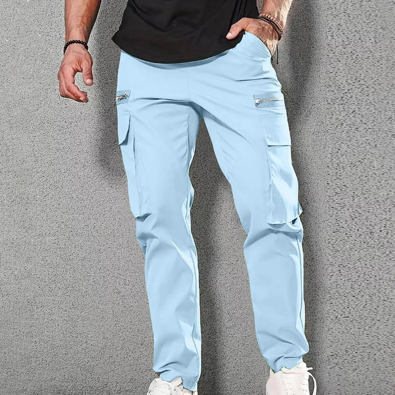 Style Deals Up to 40% OffOalirro Sky Blue Cargo Pants Men Elastic Waisted  Men's Sweatpants Pants for Men with Pockets Fashion Gifts for Him