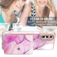 thumbnail image 5 of For Motorola Moto G Stylus 4G 2022 Marble Patterned Case with Card Holder, Back Folio Kickstand PU Leather + Soft Crystal Bumper Edge, Magnetic Clasp Back Cover,Darkpurple, 5 of 6