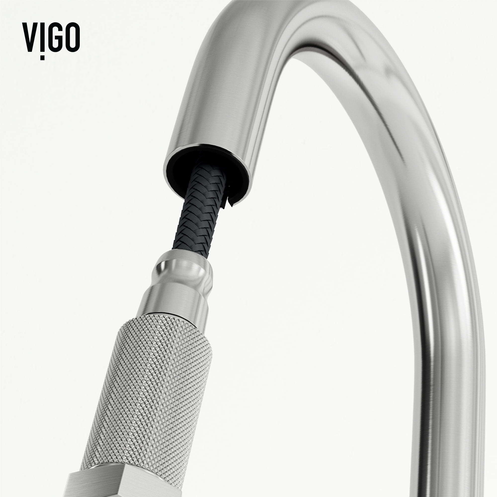 Open Box VIGO Hart Arched Single Handle Pull-Down Spout Kitchen Faucet in Stainless Steel