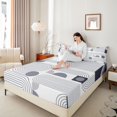 thumbnail image 3 of Castle Fairy Mid Century Curved Line Queen Sheets 4 Pieces,Geometric Semi-Circle Square Combo Queen Sheet Sets,Gray Off-White,1 Flat Sheet, 1 Fitted Sheet and 2 Pillowcases, 3 of 7