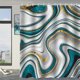 thumbnail image 5 of Cortina de ducha de baño de mármol, línea de teñido de halo, cortinas de ducha de tela impermeable con ganchos, cortina de ducha abstracta de acuarela, tela de 70x70 pulgadas, 5 of 6