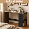 thumbnail image 3 of 44" Computer Desk with Bookshelf, Modern Home Office Desk for Small Space, Rustic Brown and Black, 3 of 9