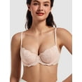 thumbnail image 6 of MELENECA Women's Sexy Lace Push Up Plus Size Sheer Balconette Underwire Unlined Bra Beige 34DD, 6 of 6
