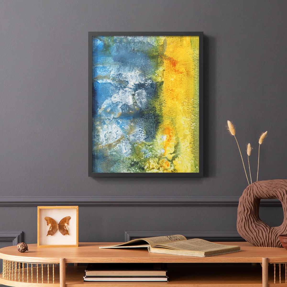 Aquatic Energy II Framed Print in Black Solid Wood Framed Print No Nail Hanging