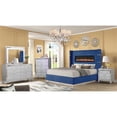 thumbnail image 2 of Galaxy Home Lizelle 5-Piece Velvet Upholstered King Bedroom Set in Blue, 2 of 15