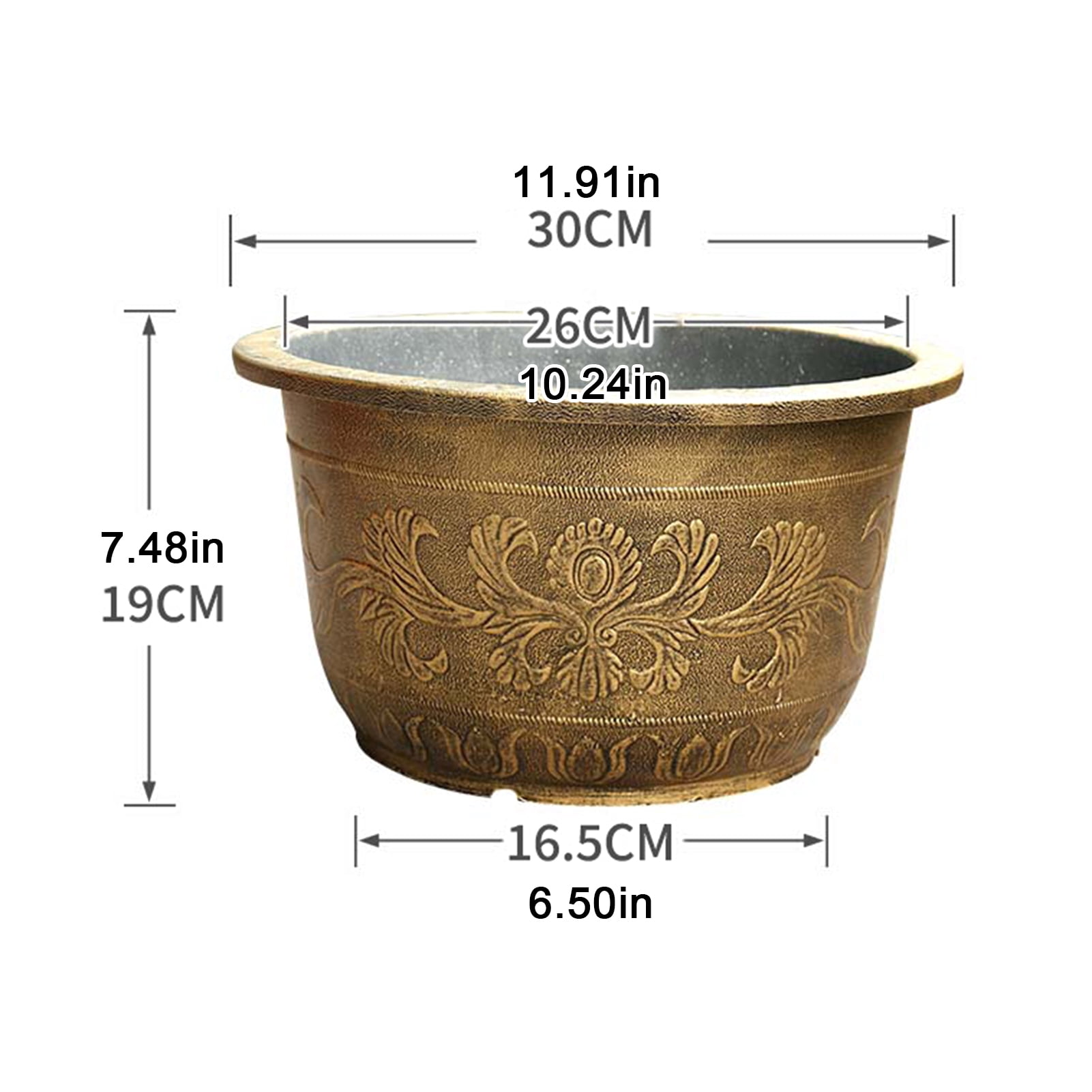OIUR Large Flower Pot Thickened Plant Pot with Drainage Hole Retro Resin Lotus Planter for Indoor Outdoor Plants Home Gardening