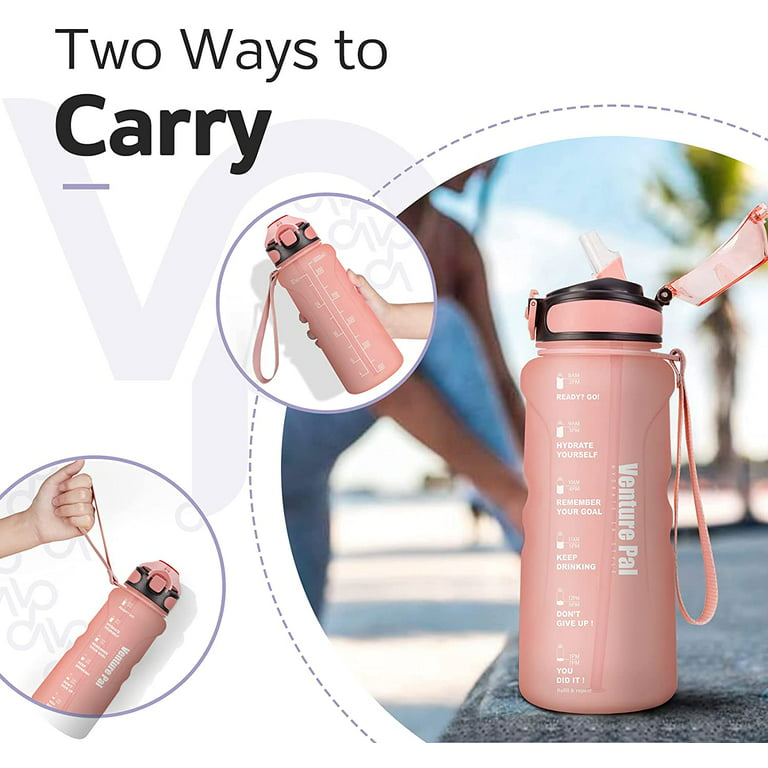Venture Pal 22oz/32oz Motivational Water Bottle With Detachable Filter -  Comes With a Complimentary Cleaning Brush and Straw Brush - Pink Red - 27  requests 32oz
