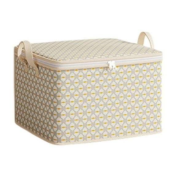 Foldable Fabric Clothes Storage Bins with Lids, Closet Organizer Bags with Reinforced Handles & Zippers for Clothing, Bedding & Comforters(Khaki,Small)