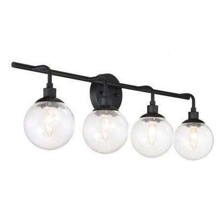 

Craftmade Lighting 53304-FB Que 4 Light Transitional Bath Vanity in Transitional Style - 32.5 inches wide by 10.5 inches high Flat Black Finish with Clear Seeded Glass