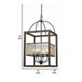 thumbnail image 5 of Benjara BM223601 Rectangular Chandelier with Wooden Frame & Organza Striped Shade, Brown, 5 of 5