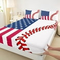 thumbnail image 3 of jejeloiu Abstract Baseball Pattern Twin Sheet Sets,American Flag Print Twin Fitted Sheet,Red White Blue Flat Sheet For Kids,Luxury Bedroom Decor,3-Piece, 3 of 7