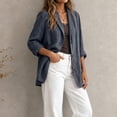 thumbnail image 2 of YgkuHd Fall Blazers for Women V-Neck Lapel Button Down Long Sleeve Cotton Linen Blend Vintage Suit Jacket Casual Work Outfits,Black_XL, 2 of 7